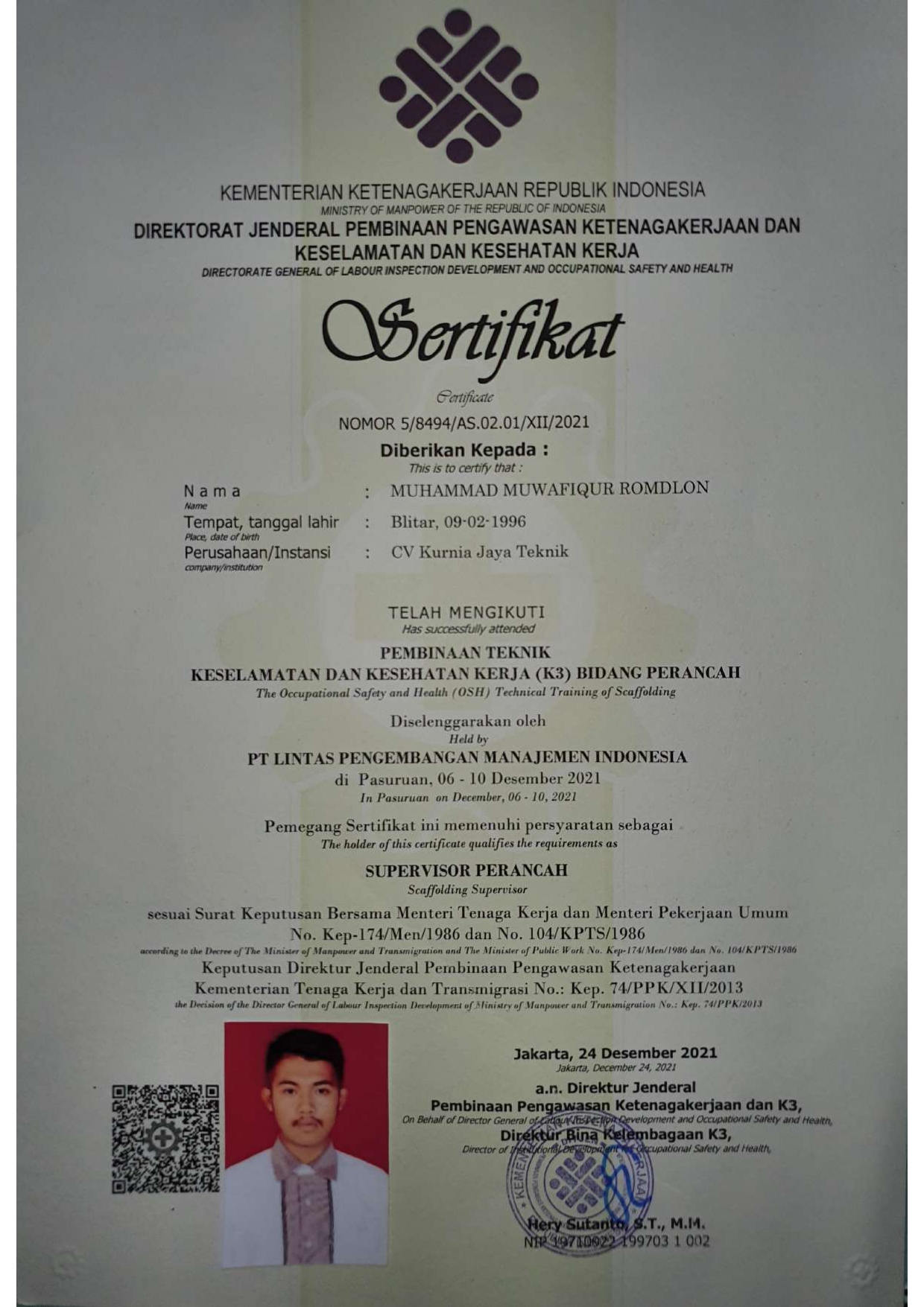 Supervisor Scaffolder - Muwafiqur